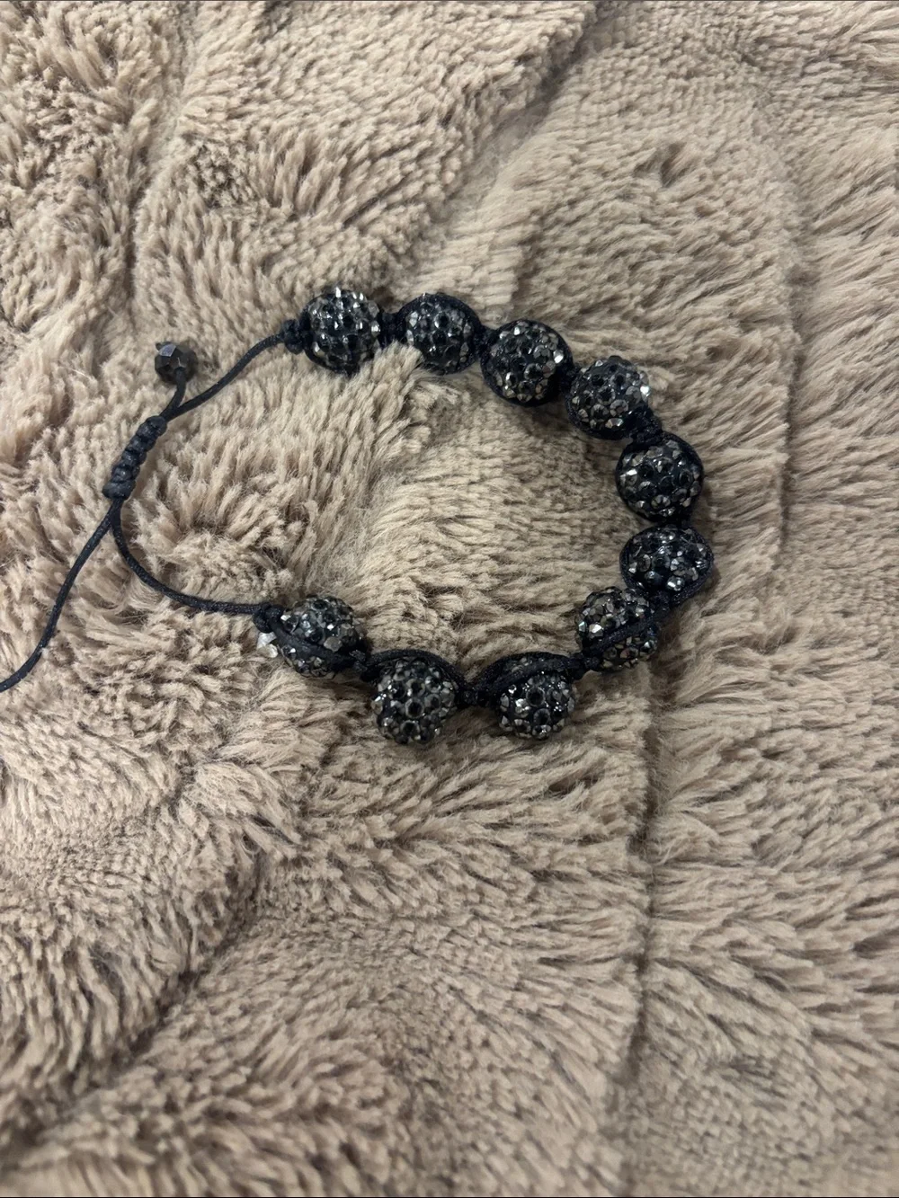 Adjustable Black Crystal Bead Bracelet